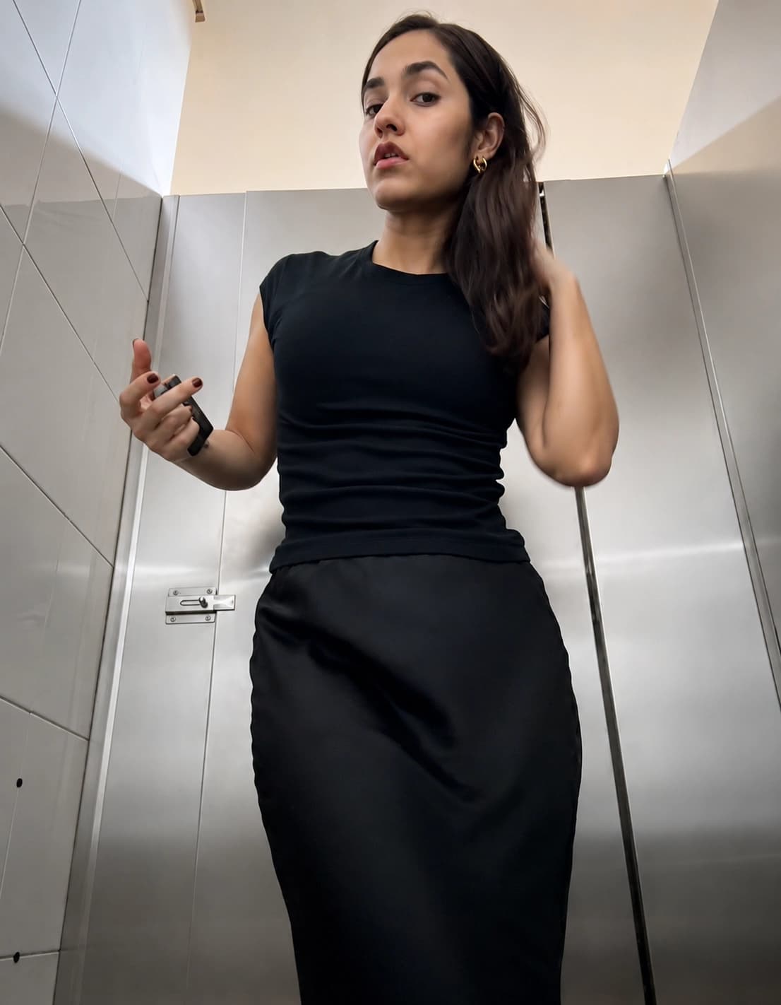Featured image for Desi Slut Fathima Showing Off Nude Body in a Public Restroom Bounces Her Boobs And Moan Live